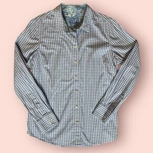 Robert Graham Shirt Womens Medium Blue Gingham Plaid Classic Blouse Button Down